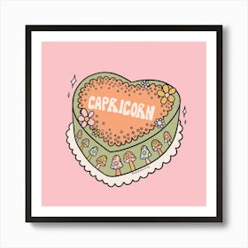 Capricorn Heart Cake Art Print