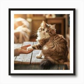 Cat Sitting On A Table Art Print