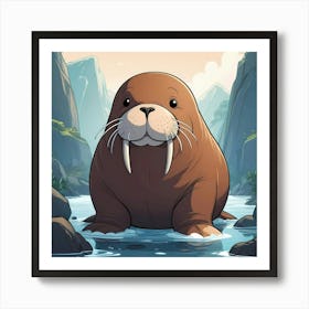 Cartoon Walrus Art Print