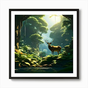 Deer In The Forest 3 Art Print