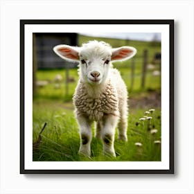 Young Cute Grass Farming Animal Farm Field Fur Wool Farm Animal Baby Countryside Little (2) Art Print