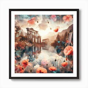 Poppies And Ruins Art Print