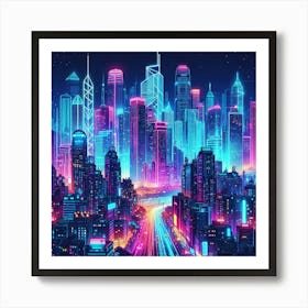 Neon Cityscape Art Print