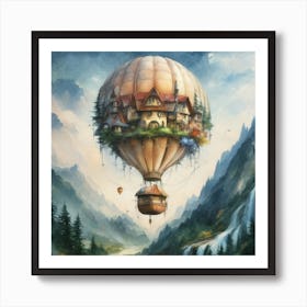 watercolor of a off white hot air balloon Art Print