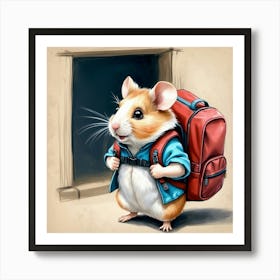 Hamster With Backpack 15 Art Print