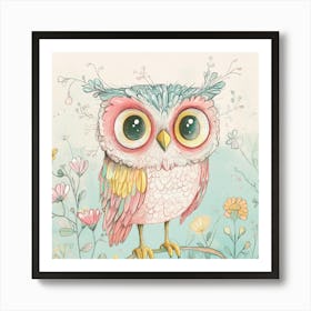 Owl On A Branch 5 Art Print