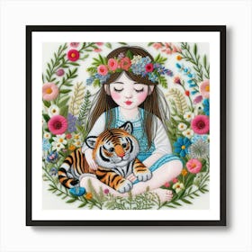 Little Girl With Tiger 1 Art Print