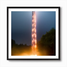 Telecommunication Tower At Night Art Print