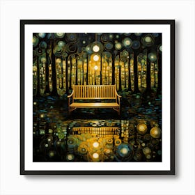 Park Bench At Night 2 Art Print