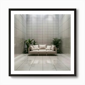 White Couch In A Room Art Print