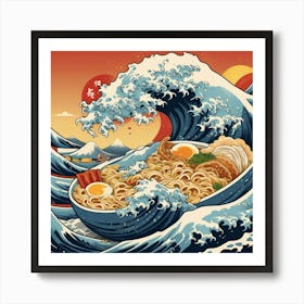 Graphic Design Great Ramen Wave Square Art 3 Art Print