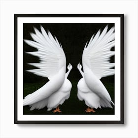 Two White Geese Art Print