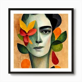 Frida Kahlo With Flowers 2 Art Print