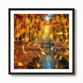 Autumn Leaves In The Forest Art Print