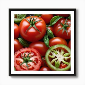 Tomatoes And Basil 2 Art Print