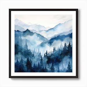 Watercolor Of Mountains 4 Art Print