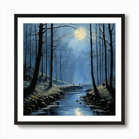 Moonlight In The Woods Art Print