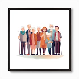 Old People In A Group Art Print