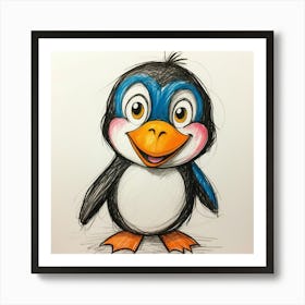 Penguin Drawing 2 Art Print