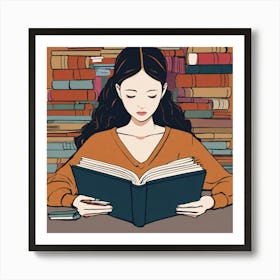 Girl Reading A Book Art Print