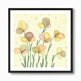 Flower Pastel Nature Draw Painting Multicoloured Art Meadow Art Print