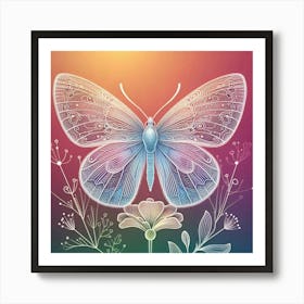 Line Art butterfly 1 Art Print