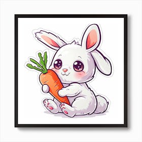 Cute Bunny With Carrot Art Print