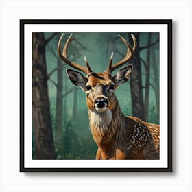 Deer In The Woods 26 Art Print