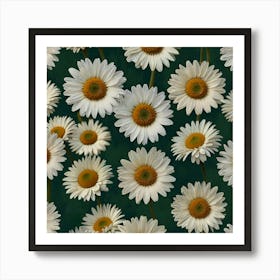 Default Daisy Blooms In Green Square Canvas Print 0 Art Print