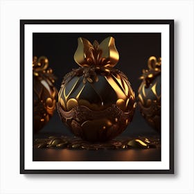 Gold Christmas Ornaments 1 Art Print