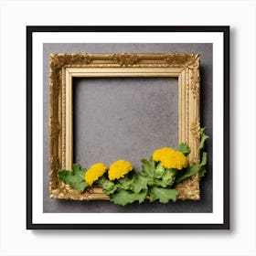 Yellow Carnations In A Frame Art Print