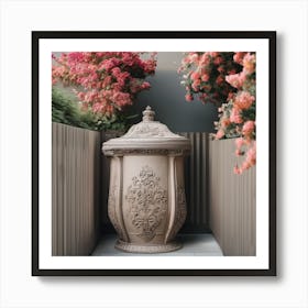 Flower Pot In A Garden Art Print