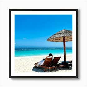 Relax Lounge Dream Ocean Beach Chair Idylli Holiday Rest Swim Shore Paradise Shoreline B (28) Art Print