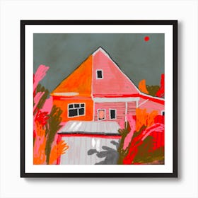 Pink House Square Art Print