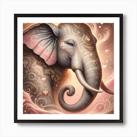 Elephant With Hearts 1 Art Print