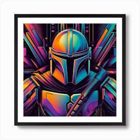 Din Djarin The Mandalorian Metallic Geometric Star Wars Art Print Art Print