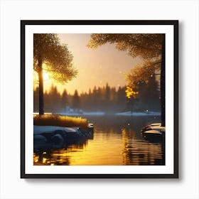 Sunset Over A Lake 1 Art Print