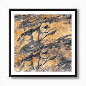 Gold And Black Marble Texture Art Print