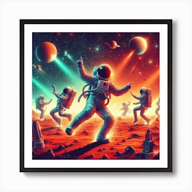 Astronauts On Mars Art Print