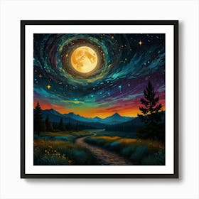 Night Sky With Full Moon Art Print