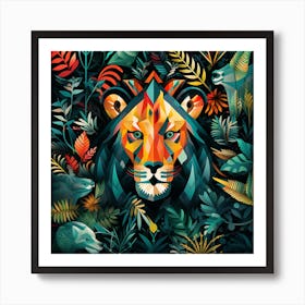 Lion In The Jungle 10 Art Print