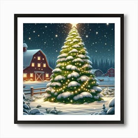 Christmas Tree In The Snow Art Print