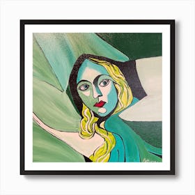 Woman In Green Art Print