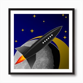 Rocket In Space Science Fiction Sci Fi Sci Fi Logo Art Print