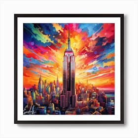 Colorful, Psychedelic Style Art, New York City Art Print