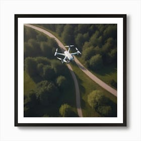 Aerial Drone Flying Over A Forest Art Print