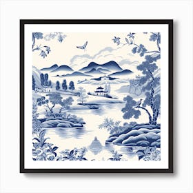 Lake District England Delft Tile Illustration 3 Art Print