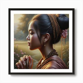 Buddhist Woman Praying Art Print