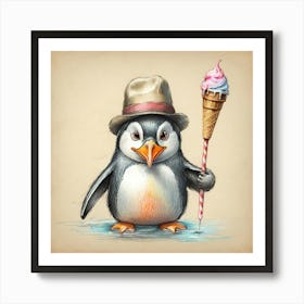 Penguin Ice Cream 1 Art Print