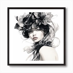 Black And White Hat Art Print